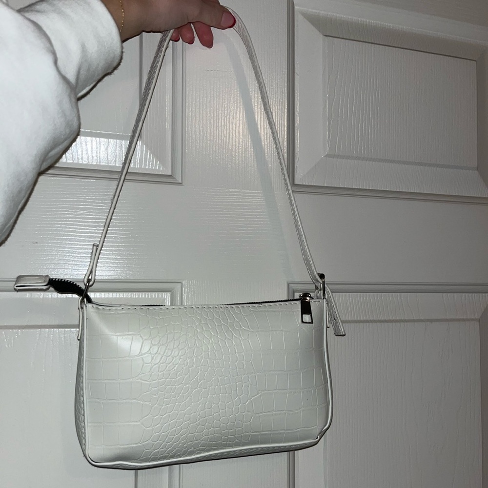 White croc shoulder bag